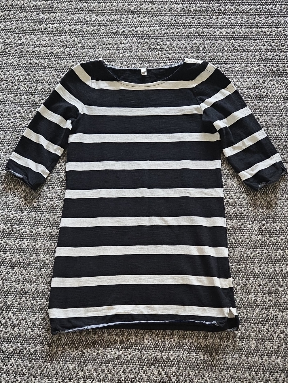 J. Crew Black and White Striped Shift Dress
